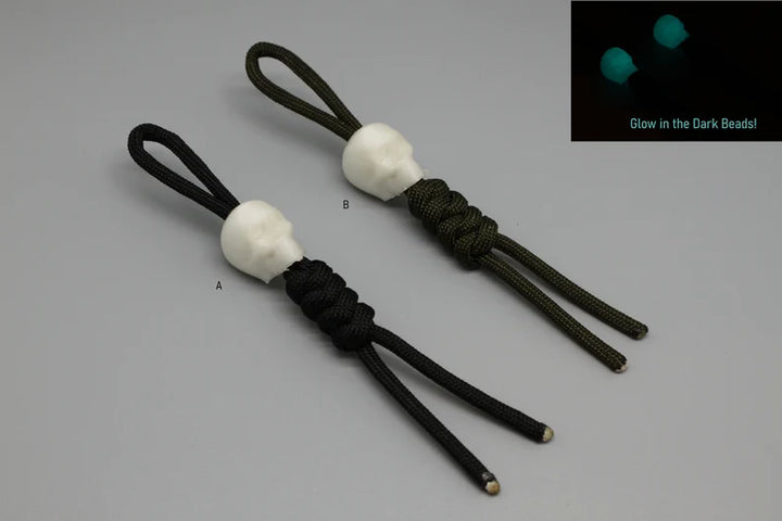 ACCESSORIES Skull paracord lanyard and 3D-printed glow-in-the-dark bead 
